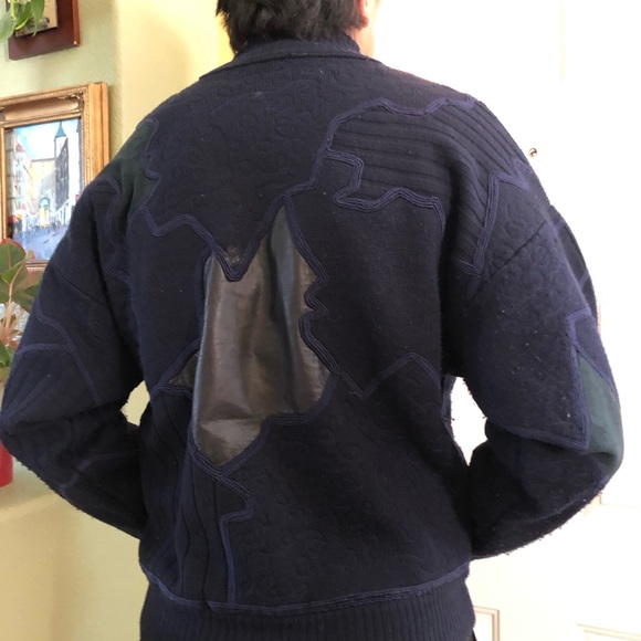 VTG Wool Patchwork Mock Sweater - Picture 2 of 9